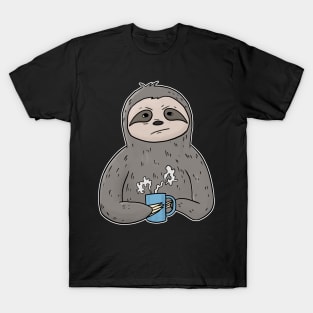 Grumpy Sloth with Coffee Morning Grouch T-Shirt